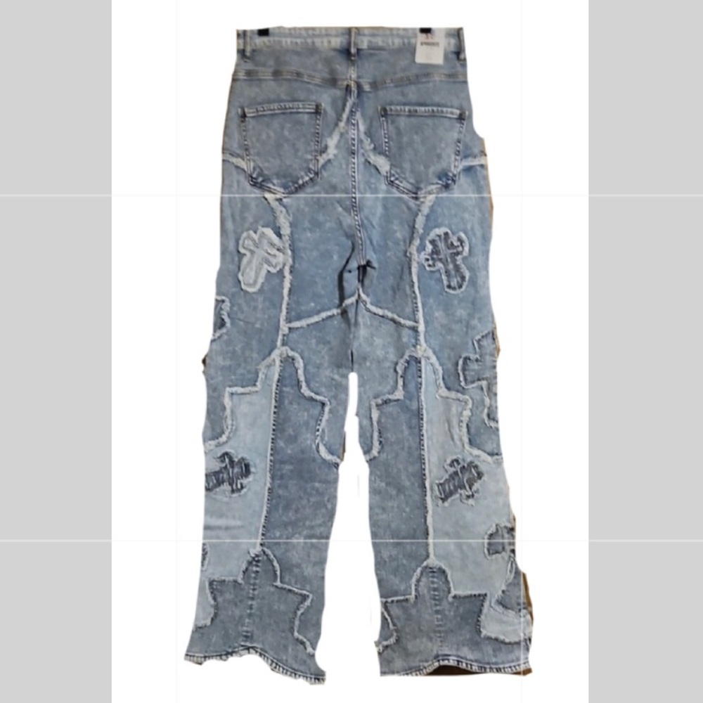 Aphrodite Light Blue Patchwork Flare Jeans - Picture 2 of 13